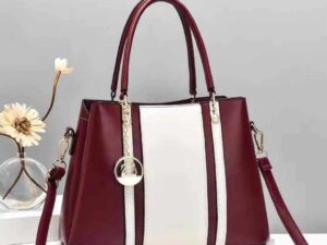 stylish design 2 color block pu leather luxury handbags for women with swan pendant soft pu leather purses and handbags(11-1)