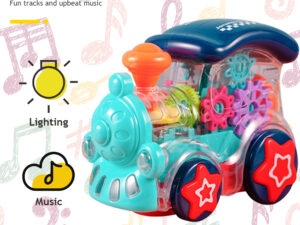 Electric Universal Gear Toy Train Music Lights Kids Electric Toy Transparent Gear Train Boys Girls Christmas Gift