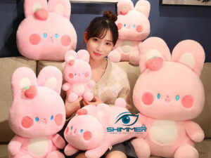 Cute Strawberry Rabbit Plush Toy Soft Stuffed Pink Bunny Hand Warmer Pillow Doll Toys for Children Girls Birthday Gift Decor(15-29)