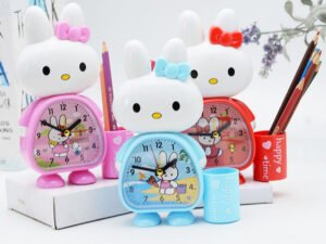 Student Desk Rabbit Cartoon Pen Holder Alarm Clock (9-11)
