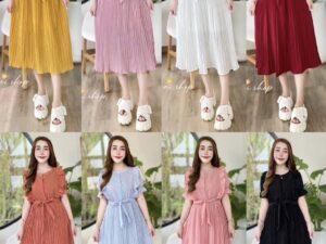 Casual Pleated Summer Women Dresses