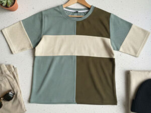 Ladies color block oversized casual t shirt for women