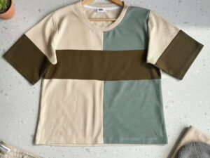 Ladies color block oversized casual t shirt for women