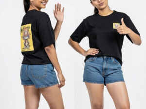 Ladies baggy back print t shirt oversized women tee Sri Lanka