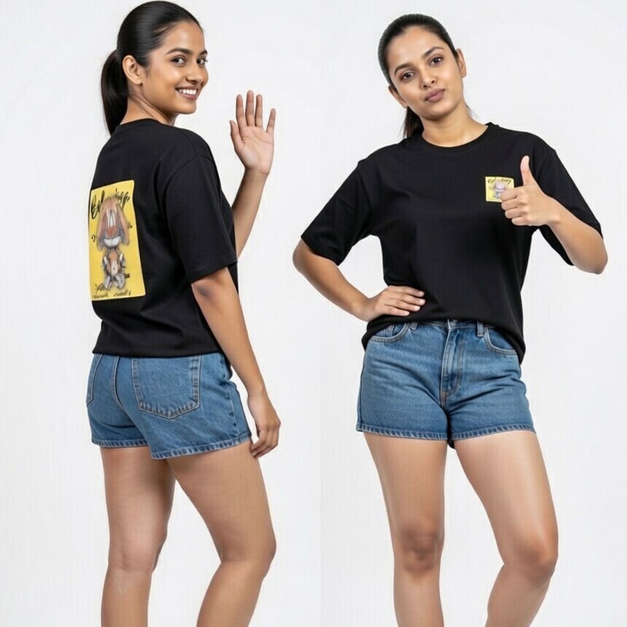 ladies-baggy-back-print-tshirt-2 Ladies baggy back print t shirt oversized women tee Sri Lanka